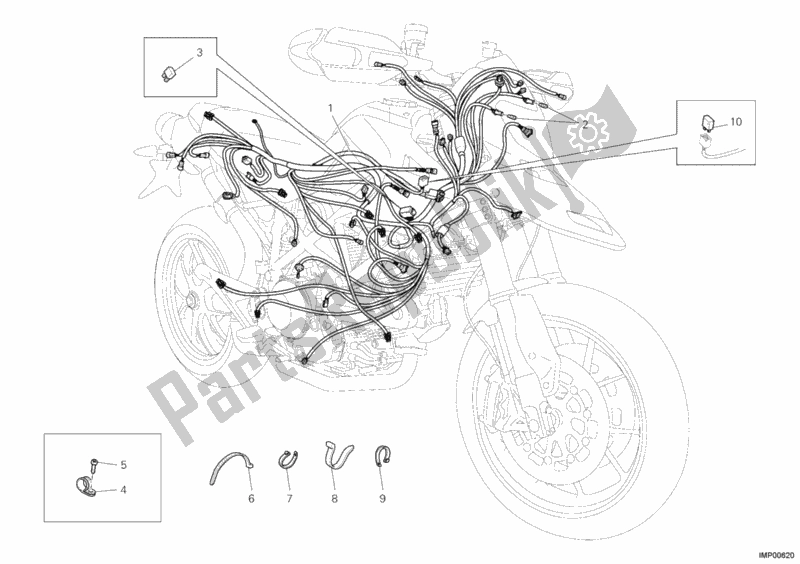 Todas las partes para Arnés De Cableado de Ducati Hypermotard 1100 EVO USA 2011